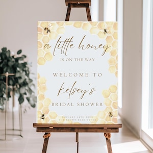 A Little Honey Baby Shower Welcome Sign Honeycomb Baby Shower Welcome Poster Honey Bee Baby Shower Welcome Sign Template