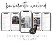 Bachelorette Itinerary Template For Mobile, Weekend Itinerary, Digital Invitation, Bachelorette Weekend, Itinerary Planner Template, Canva