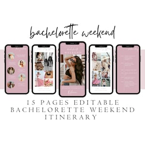 Bachelorette Itinerary Template For Mobile, Weekend Itinerary, Digital Invitation, Bachelorette Weekend, Itinerary Planner Template, Canva