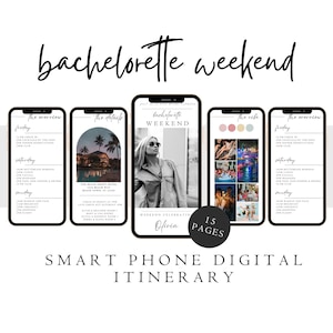 Bachelorette Itinerary Template For Mobile, Weekend Itinerary, Digital Invitation, Bachelorette Weekend, Itinerary Planner Template, Canva