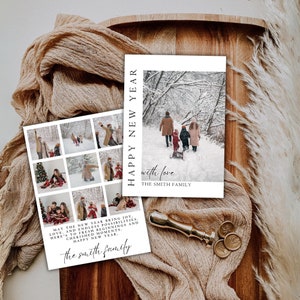 Carte du Nouvel An avec modèle photo, carte de révision de l’année, carte du Nouvel An, carte de vacances avec photos, carte de révision de l’année photo