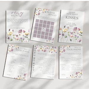 Wildflower Bridal Shower Games, 12 Floral Bridal Shower Games, Bridal Bingo, Wildly In Love Bridal Shower Games
