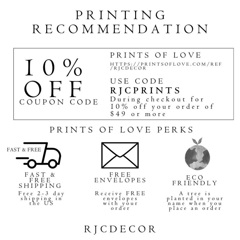 May include: A graphic with the text "10% OFF COUPON CODE" and "PRINTS OF LOVE" with a website address and the text "USE CODE RJCPRINTS" with a description of a discount offer. The graphic also includes illustrations of a delivery truck, an envelope, and a tree, representing fast and free shipping, free envelopes, and eco-friendly practices.