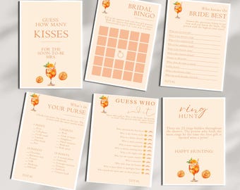 Juegos para despedidas de soltera con Aperol Spritz, paquete de juegos para despedidas de soltera con Aperol Spritz, paquete de juegos imprimibles para baby shower con Aperol Spritz