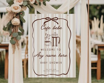 Cafe Bebe Invites With Diaper Raffle Card - A Baby Is Brewing Baby Shower Invite