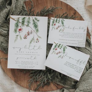 Winter Baby Shower Invitation Template, Merry Little Baby Shower Invite, Instant Digital or Printed