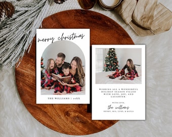 Photo Christmas Card, Christmas Card Template, Boho Christmas Card, Minimalist Photo Christmas Card, Custom Photo Christmas Card