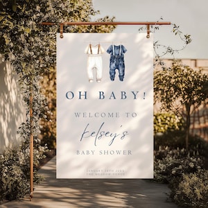 Oh Boy Baby Shower Welcome Sign Boy Baby Shower Welcome Poster Blue Baby Shower Sign Printable Welcome Poster Instant Download