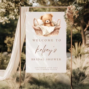We Can Bearly Wait Baby Shower Welcome Sign Brown Teddy Bear Welcome Sign Template Gender Neutral Teddy Bear Welcome Sign Poster