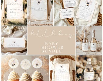 Honey Bee Baby Shower Bundle, A Little Honey is on the Way, Mommy to Bee, Bee Baby Shower Décor, Instant Editable Digital Download