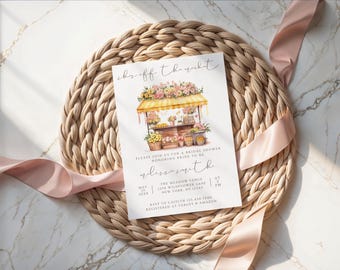 Shes Aus Dem Markt Brautparty Einladung Vorlage Floral Frisch Aus dem Markt Braut einladen Sommer Brautparty einladen Bauernhof Stand einladen