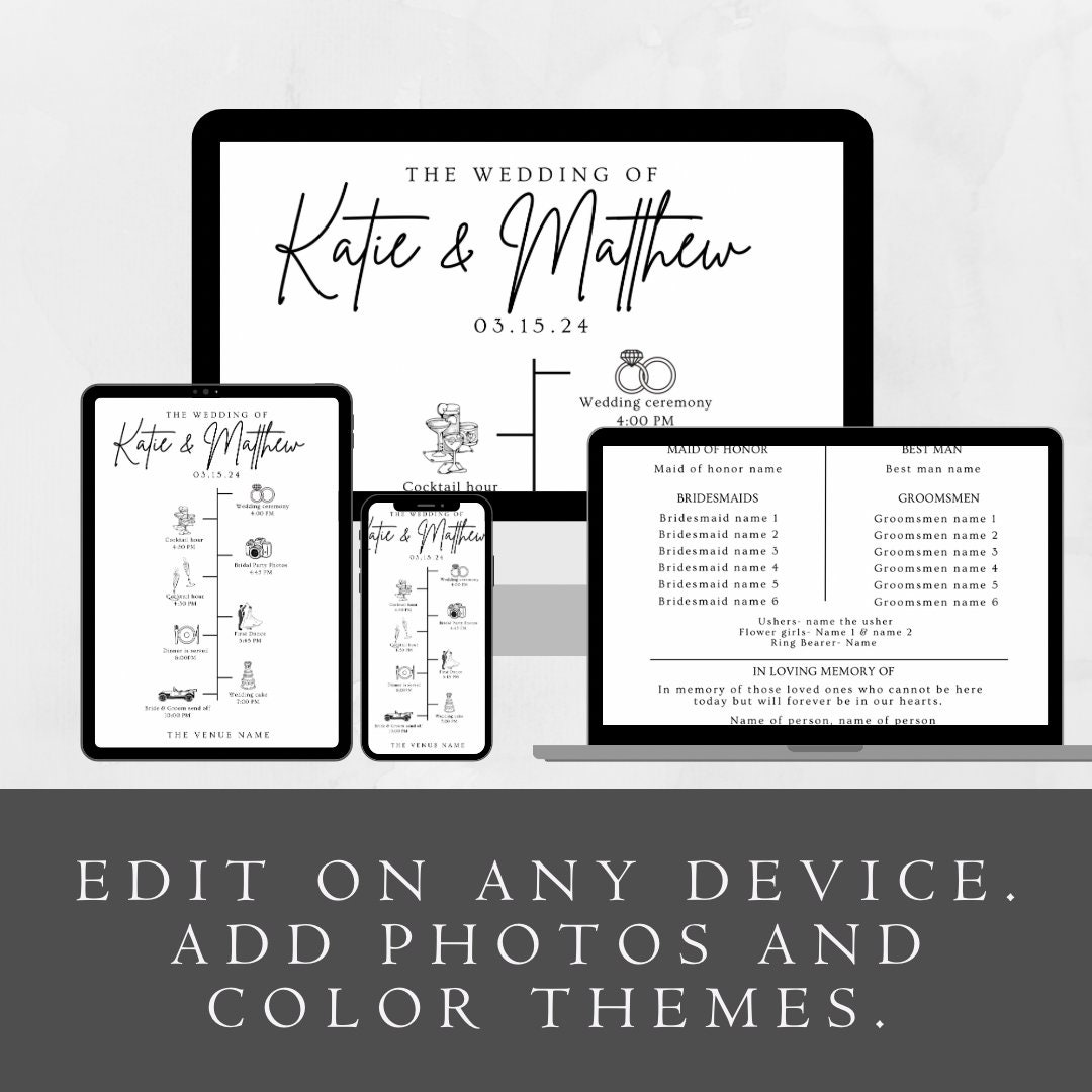 infographic-wedding-program-wedding-day-program-wedding-etsy