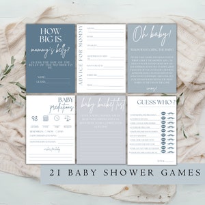 Boho Baby Shower Games | Boy Baby Shower Bundle | Minimalist Baby Shower | Blue Baby Shower Games | Editable Template | Boy Baby Shower Game