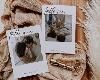 Modern Wedding Photo Table Numbers Template - 5x7 And 4x6 Table Signs