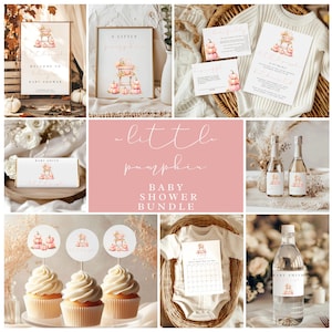 Pink Pumpkin Baby Shower Bundle: Einladung, Spiele, Willkommensschild (digitaler Download)
