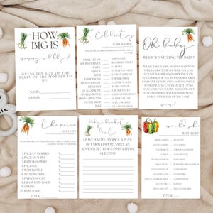 Locally Grown Baby Shower Games Bundle, Farmers Market Baby Shower Printable Games, Grown With Love Baby Shower Games Bundle