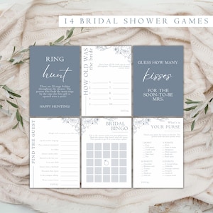 Floral Something Blue Before I Do Bridal Shower Game Bundle, Dusty Blue Bridal Shower Game Bundle, Blue Floral Bridal Shower Game Bundle