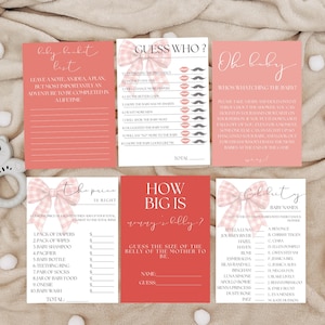 Sweet Berry Baby Shower Games Bundle Template, Strawberry Baby Shower Games Wavy Pink Baby Shower Games, Berry Sweet Baby Shower Games