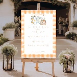 Cartello di benvenuto per baby shower &quot;Una piccola bellezza è in arrivo&quot;, Cartello di benvenuto per baby shower agli agrumi, Cartello di benvenuto per baby shower &quot;Piccola bellezza&quot;, Cartello di benvenuto per baby shower &quot;Piccola bellezza&quot;