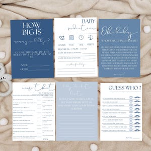 Blue Bow Baby Shower Games Bundle Blue Baby Shower Games Printable Oh Boy Baby Shower Games Printable Boy Baby Shower Games Bundle