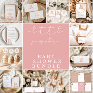 Pink Pumpkin Baby Shower Bundle: Einladung, Spiele, Willkommensschild (digitaler Download)