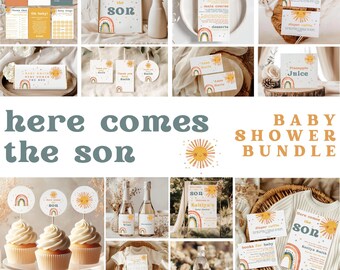 Here Comes The Sun Baby Shower Bundle - Retro Sonshine Baby Shower Bundle
