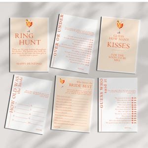 Liebe auf den ersten Spritz Brautdusche Spiel Bundle, bearbeitbare Citrus Brautdusche Spiele, Orange Brautdusche Bingo Spiel Bundle