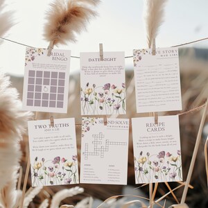 Wildflower Bridal Shower Games Template, Bridal Shower Games Bundle, Boho Bridal Games Pack Bridal Shower Games Floral Bridal Games