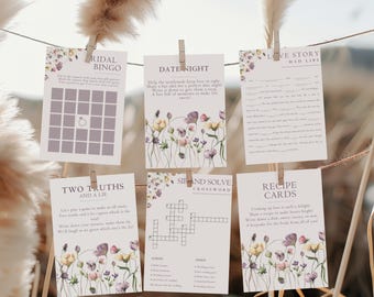 Love Is In Bloom Bridal Shower Games, Wildflower Printable Wedding Shower Game Bundle