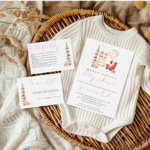 Merry Little Baby Shower Invitation, Winter Baby Shower Invite, Santa Baby Shower Invitation, Winter Wonderland Baby Shower