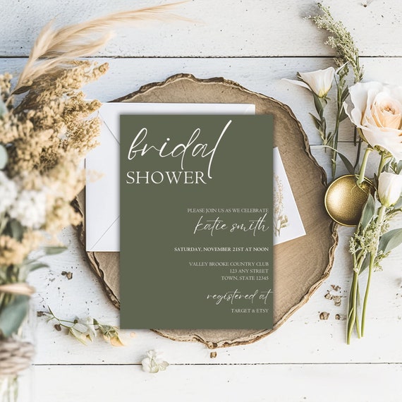 Convite para chá de panela Sage Boho Convite para chá de panela