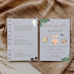Bachelorette Party Invitation And Itinerary Tropical Bachelorette Invitation Bach Weekend Getaway Last Toast On The Coast Invite