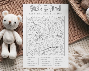 I Spy Hidden Object Baby Shower Game Card, Seek And Find Picture Baby Shower Game