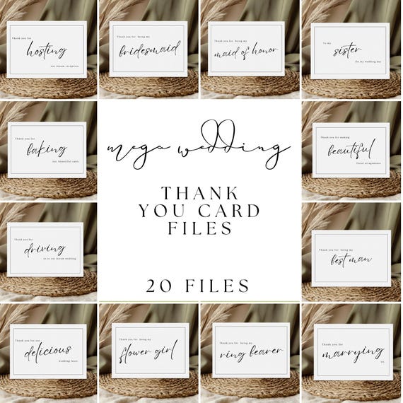 Printable Wedding Vendor Thank You Cards, Printable Thank You Cards For Wedding Vendors