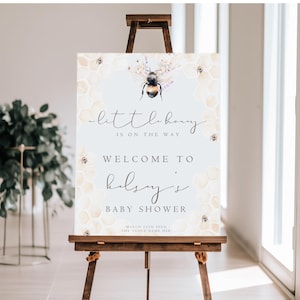 A Little Honey Is On The Way Baby Shower Invite, Gender Neutral Mommy To Bee Baby Shower Welcome Poster, Wildflower Honey Bee Welcome Sign