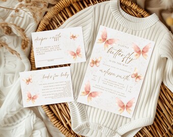 Butterfly Baby Shower Invitation Pink A Little Butterfly Is On The Way Baby Shower Invite Watercolor Butterfly Baby Shower Garden Party