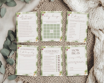 Locally Grown Baby Shower Games, Farmers Market Baby Shower Game Bundle, Gingham Baby Shower Games, Home Grown Baby, Baby Shower Printables