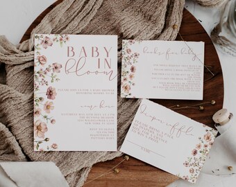 Baby In Bloom Baby Shower Invitation Template - Whimsical Wildflower Invite Set