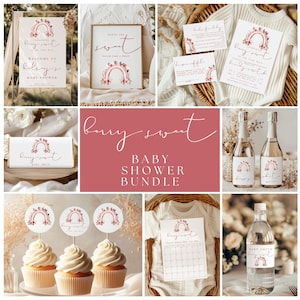 Berry Sweet Baby Shower Bundle, Berry Sweet Baby Shower Invitation, Strawberry Baby Shower Invitation Bundle, Berry Sweet Baby Shower Games