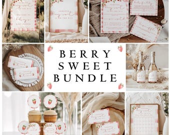 Berry Sweet Baby Shower Bundle - Strawberry Invitation Template