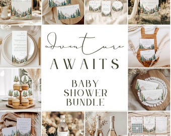 Woodland Baby Shower Invitation Bundle, Forest Animals Decor