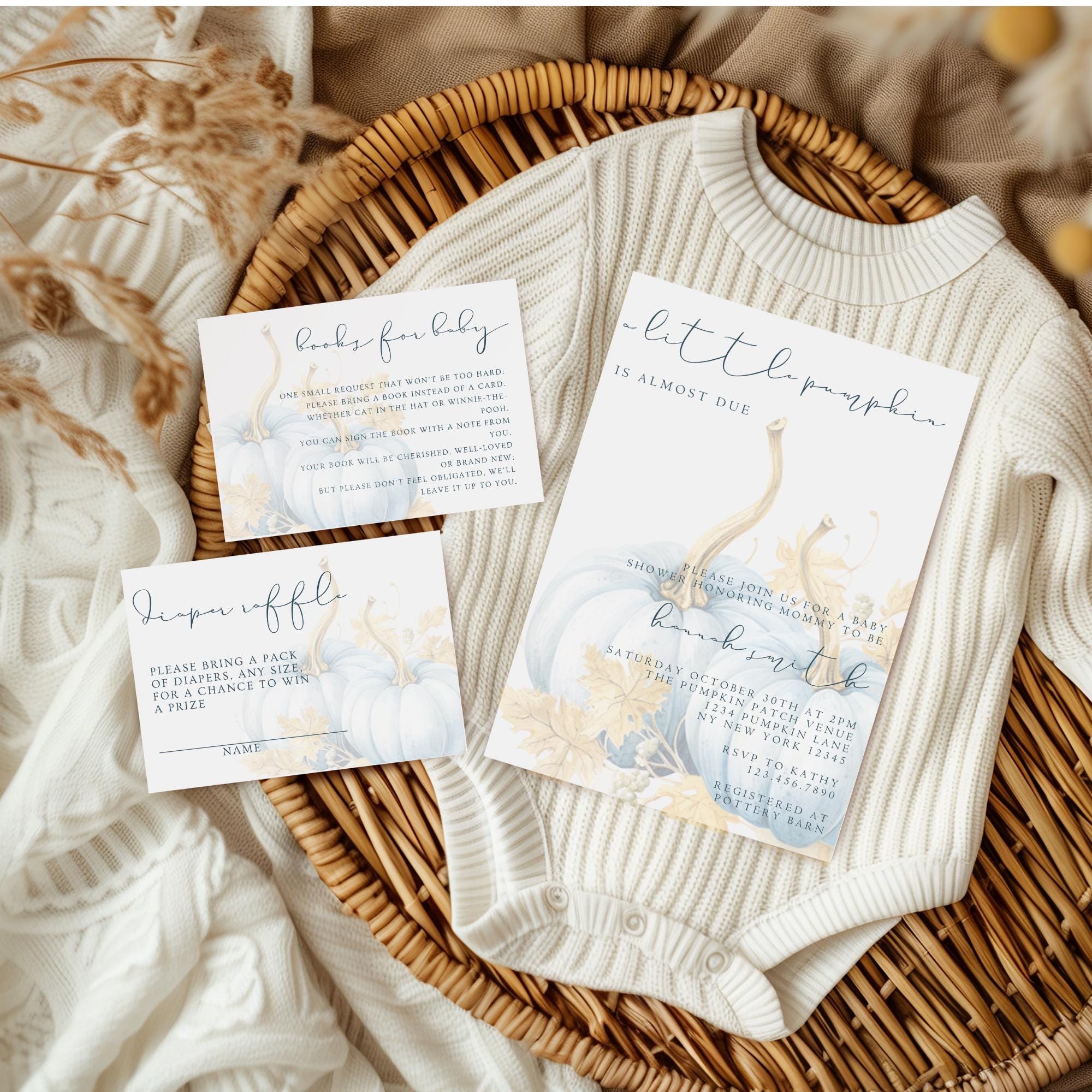 A Blue Pumpkin Baby Shower Invitation, Pumpkin Baby Shower Invitation, Fall Baby Shower Invite, Blue Pumpkin Baby Shower Invite