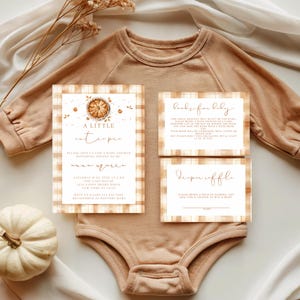 Cutie Pie Baby Shower Invitation Template: Fall Gingham Design (Editable Canva Template)