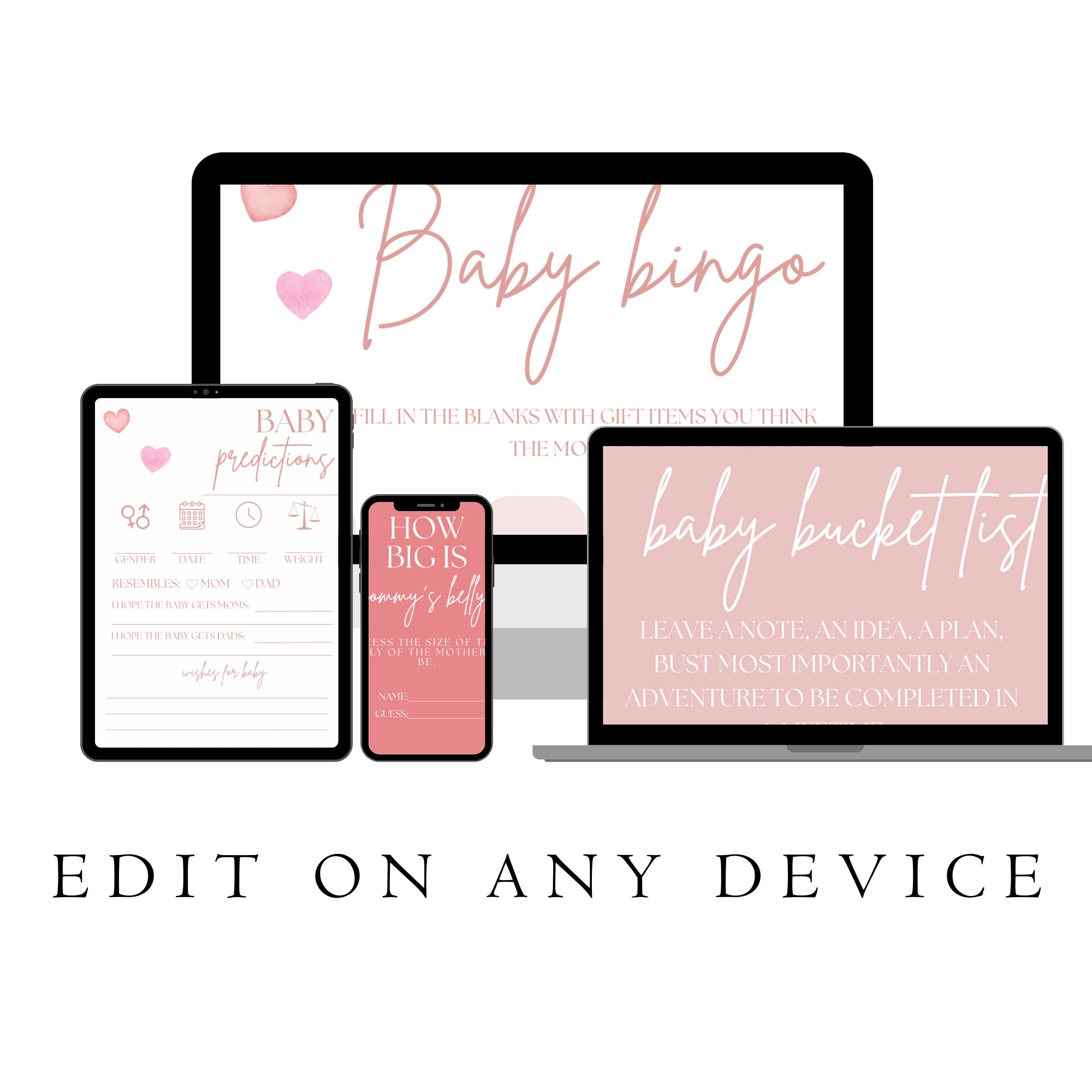 Valentine Day Baby Shower Games, Girl Baby Shower Game Bundle, A Little