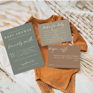 Oh Baby Sage Baby Shower Invitation, Gender Neutral Baby Shower, Oh Baby Invite, Modern Sage green Baby Shower, Sage Green Baby Shower