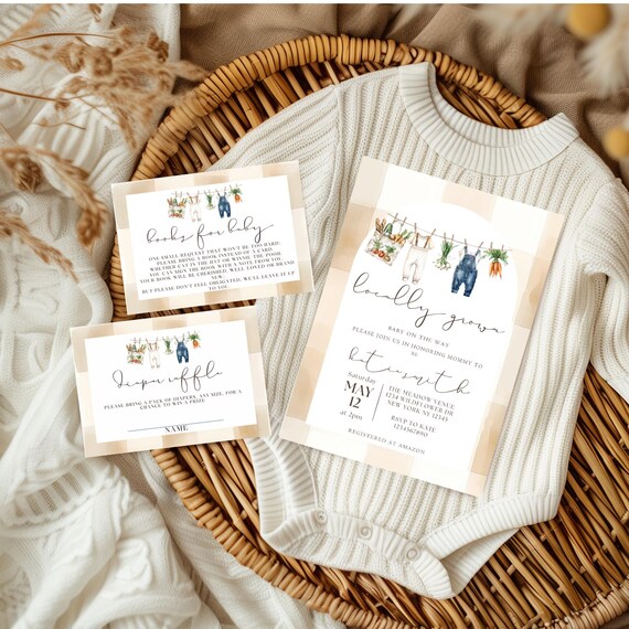 Locally Grown Baby Shower Invite, Farmers Market Baby Shower Baby