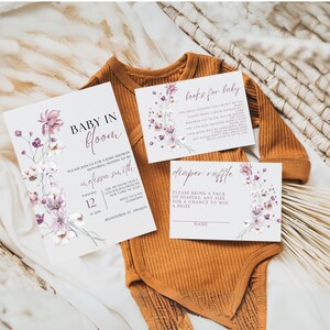 Baby in Bloom Invitation Wildflowers Baby Shower Invitation Purple Pink Flower Invitation Wild Flower Invite Floral Baby Brunch Invite