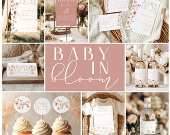 Pacchetto di inviti per baby shower con fiori di campo, pacchetto di inviti per baby shower "Baby in Bloom", invito "Baby in Bloom", decorazioni per baby shower con fiori di campo, invito