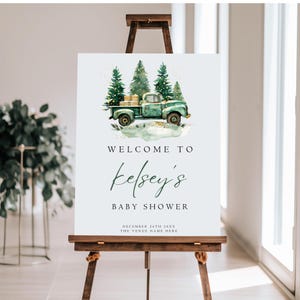 Winter Adventure Awaits Baby Shower Welcome Sign, Woodland Pine Baby Shower Sign, Winter Forest Baby Shower, Gender Neutral Baby Shower Sign