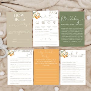 Little Cutie Baby Shower Games Bundle, A little Cutie is on the Way Games, Neutral Baby Shower, Citrus Baby Shower, Editable Games Bundle